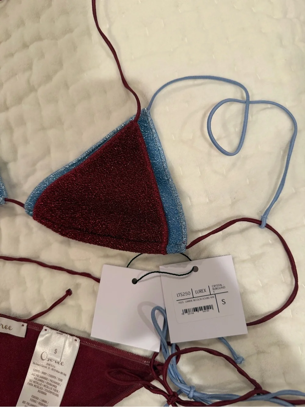 Oseree Lumiere Bicolor Double Kini - Crystal and Burgundy